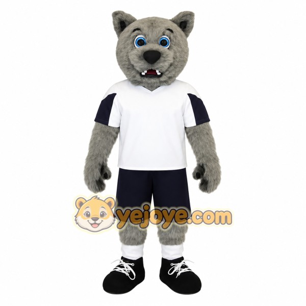 Gray White Navy Wolf Mascot Costume