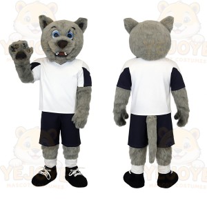 Gray White Navy Wolf Mascot Costume
