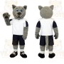 Gray White Navy Wolf Mascot Costume