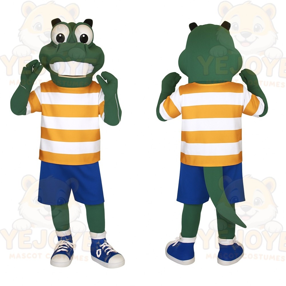 Green Orange Blue Alligator Mascot Costume