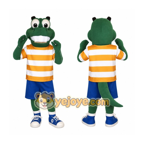 Green Orange Blue Alligator Mascot Costume