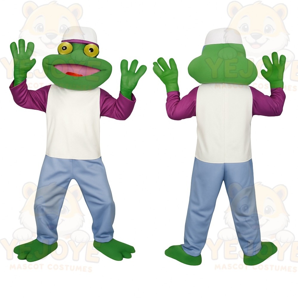 Green Purple Frog Mascot Costume