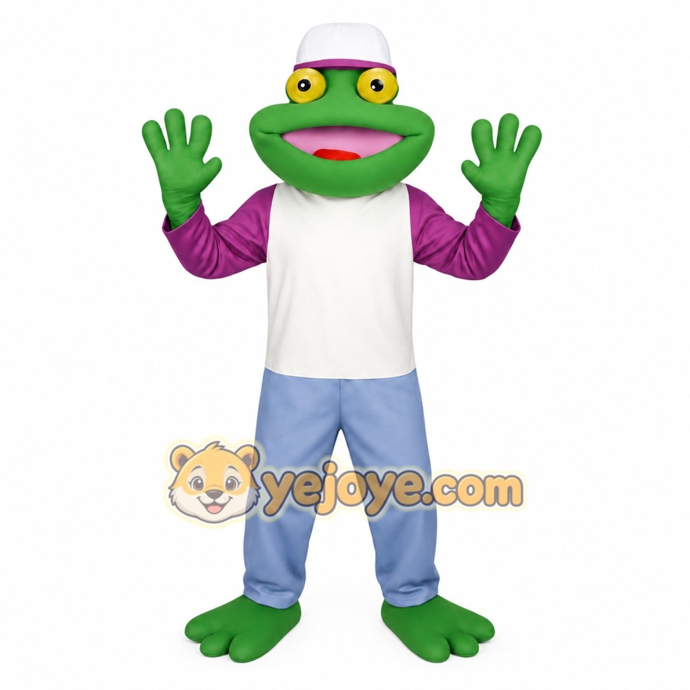 Green Purple Frog Mascot Costume