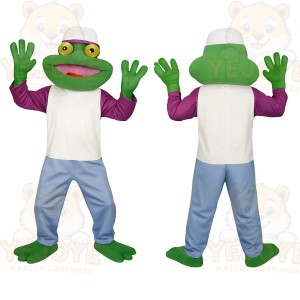 Green Purple Frog Mascot Costume