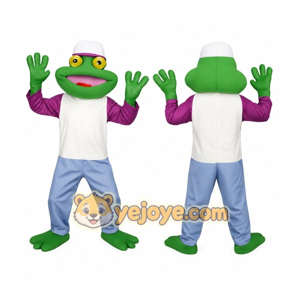 Green Purple Frog Mascot Costume