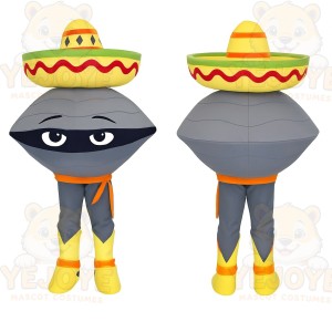 Gray Yellow Sombrero Clam Mascot Costume