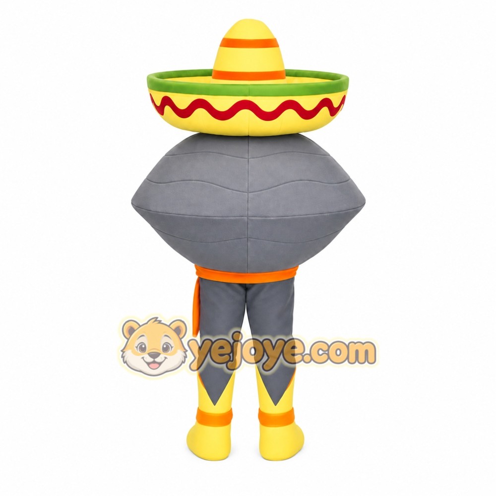 Gray Yellow Sombrero Clam Mascot Costume Gray Yellow Sombrero Clam Mascot Costume