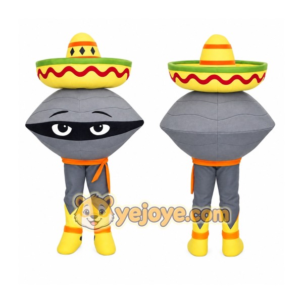 Gray Yellow Sombrero Clam Mascot Costume