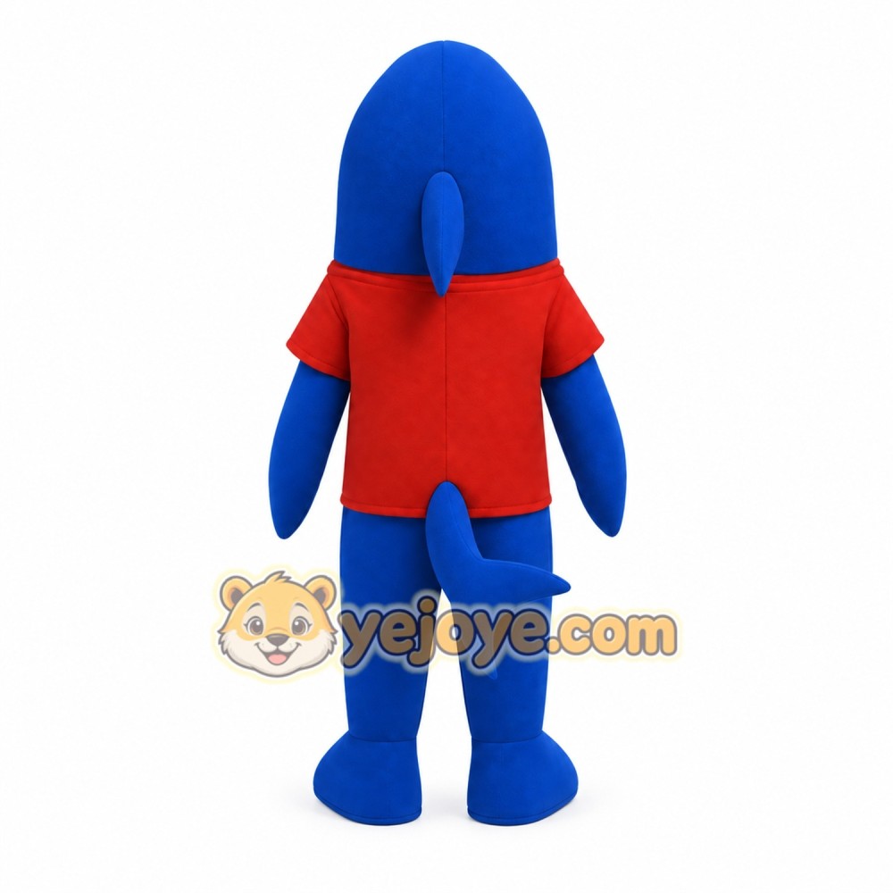 Blue White Shark With Red Shirt Mascot Costume