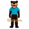 Dark Brown Tan Bear Teal Shirt Mascot Costume