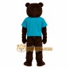 Dark Brown Tan Bear Teal Shirt Mascot Costume