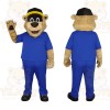 Tan Blue Bear Black Yellow Cap Mascot Costume