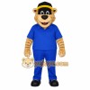 Tan Blue Bear Black Yellow Cap Mascot Costume