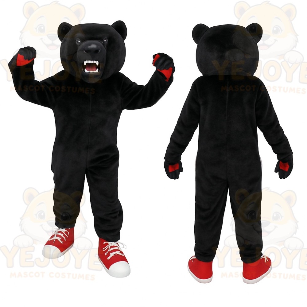 Black Red Bear Mascot Costume
