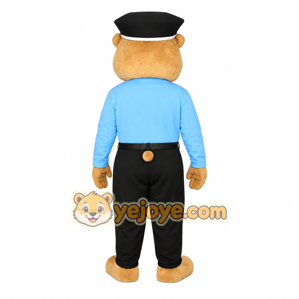 Tan Blue Black Police Bear Mascot Costume Tan Blue Black Police Bear Mascot Costume