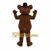 Brown Tan Bear With Navy Hat Mascot Costume Brown Tan Bear With Navy Hat Mascot Costume