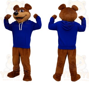 Brown Blue Dog Mascot Costume