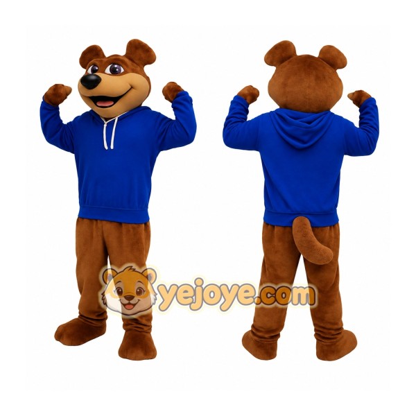 Brown Blue Dog Mascot Costume