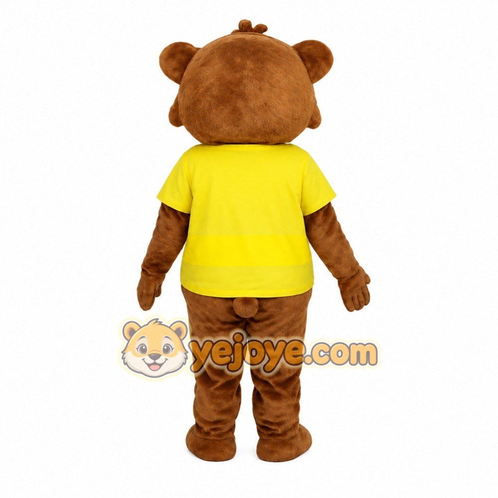 Brown Yellow Nerd Bear Mascot Costume Brown Yellow Nerd Bear Mascot Costume