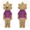 Tan Bear Purple Shirt Pink Skirt Mascot Costume