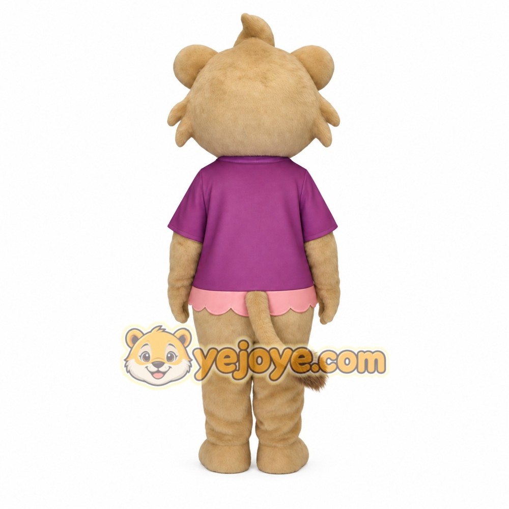 Tan Bear Purple Shirt Pink Skirt Mascot Costume Tan Bear Purple Shirt Pink Skirt Mascot Costume
