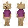Tan Bear Purple Shirt Pink Skirt Mascot Costume