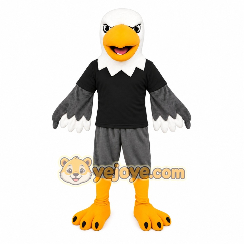 White Black Gray Bald Eagle Mascot Costume
