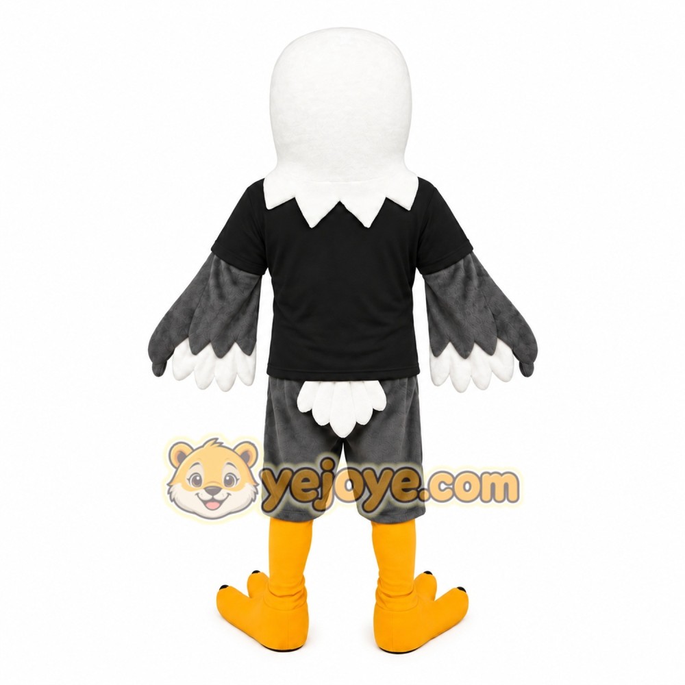 White Black Gray Bald Eagle Mascot Costume