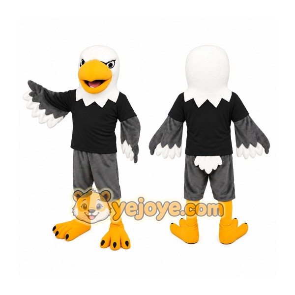 White Black Gray Bald Eagle Mascot Costume