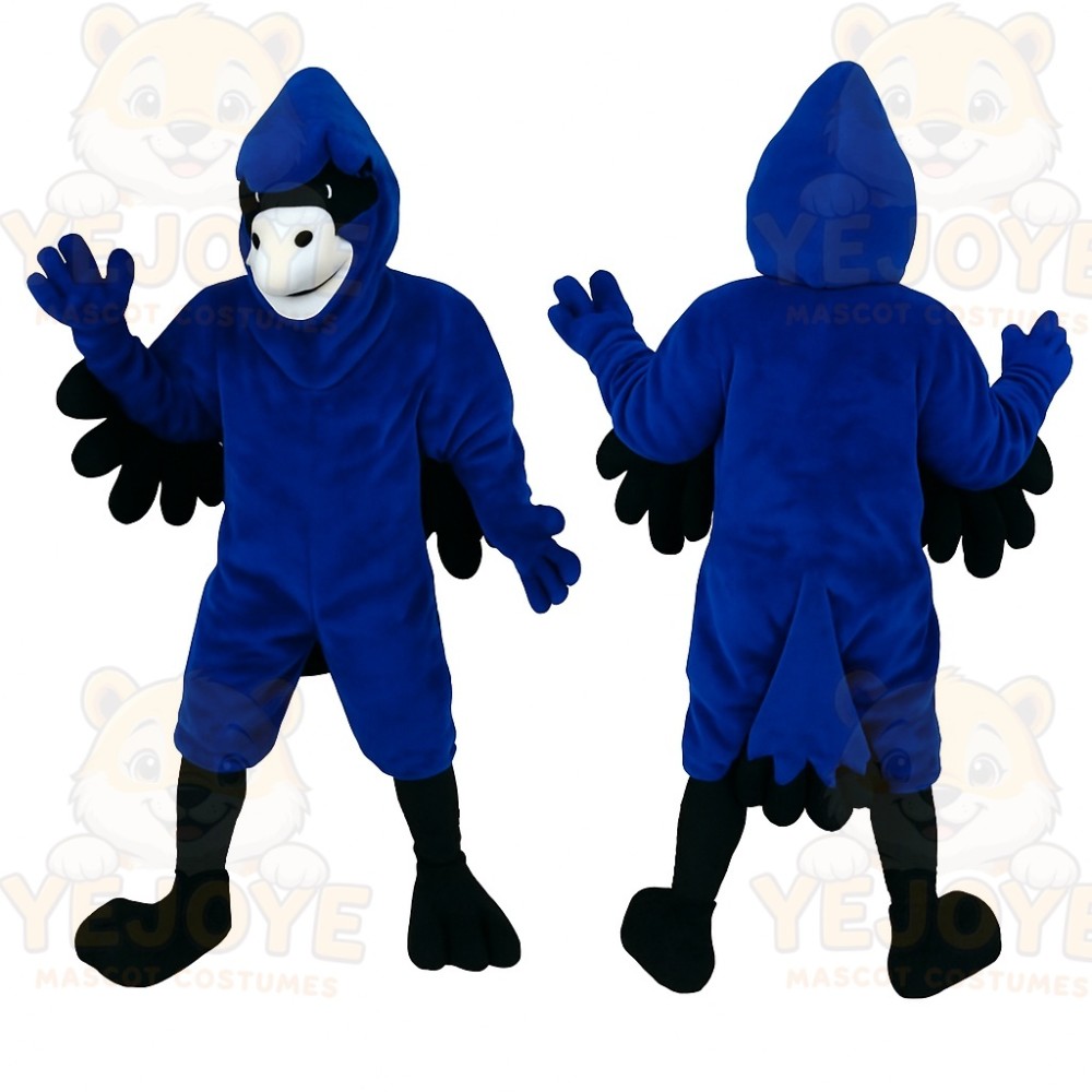 Blue Black White Blue Jay Mascot Costume
