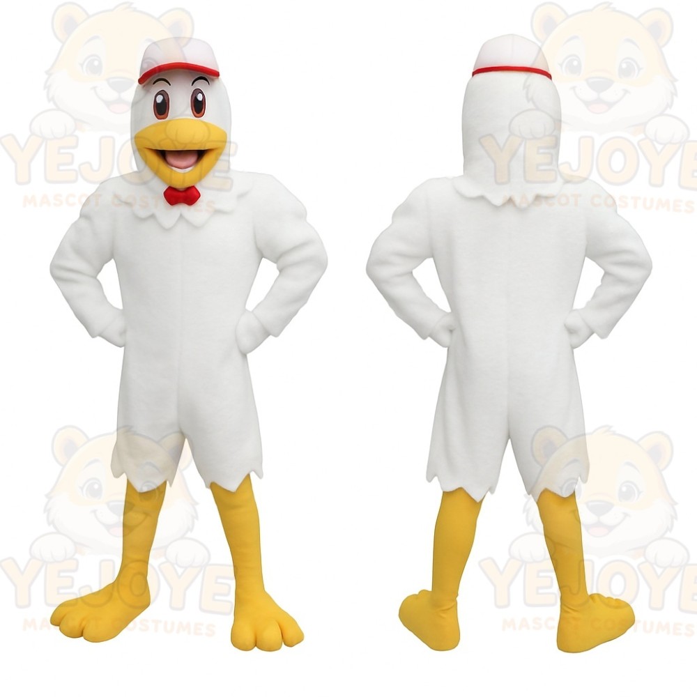 White Yellow Red Chicken Mascot Costume