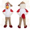 Red White Tan Rooster Bird Mascot Costume