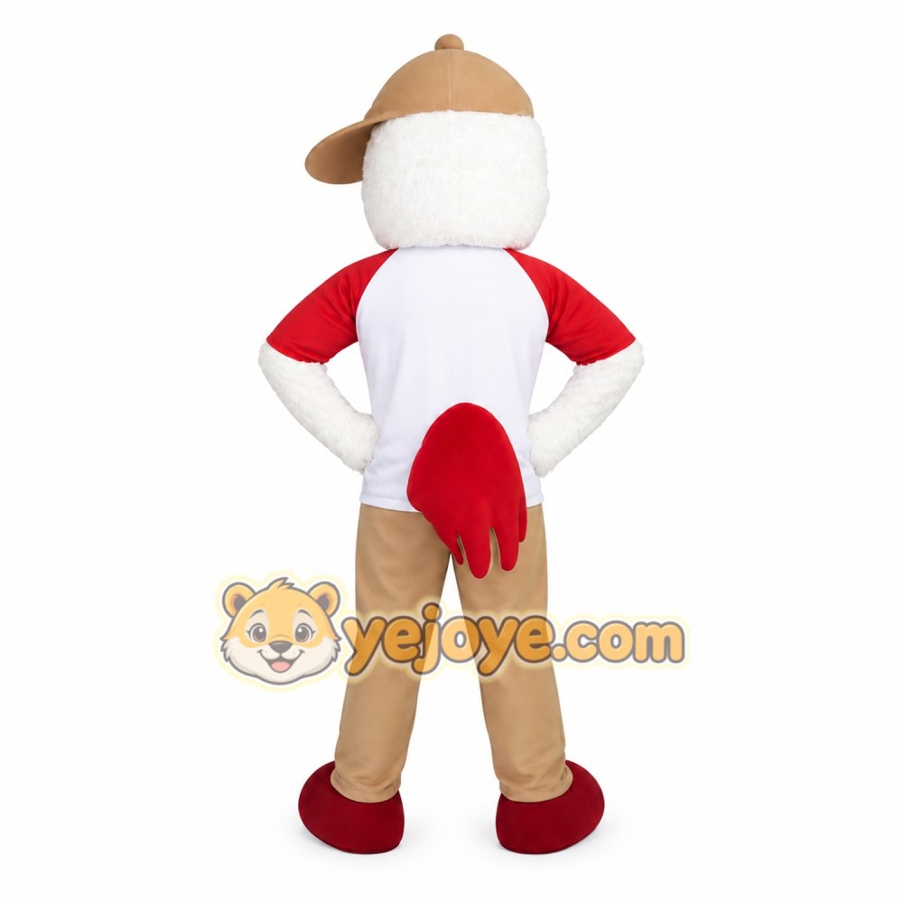 Red White Tan Rooster Bird Mascot Costume Red White Tan Rooster Bird Mascot Costume