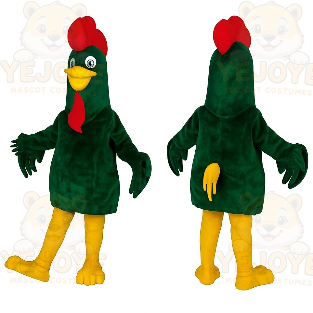 Green Red Yellow Rooster Mascot Costume