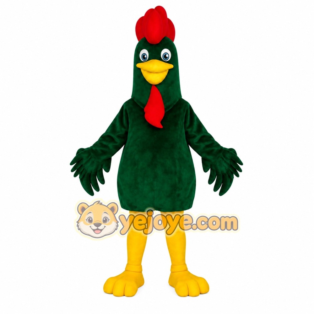 Green Red Yellow Rooster Mascot Costume Green Red Yellow Rooster Mascot Costume