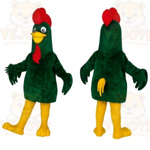 Green Red Yellow Rooster Mascot Costume