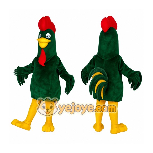 Green Red Yellow Rooster Mascot Costume