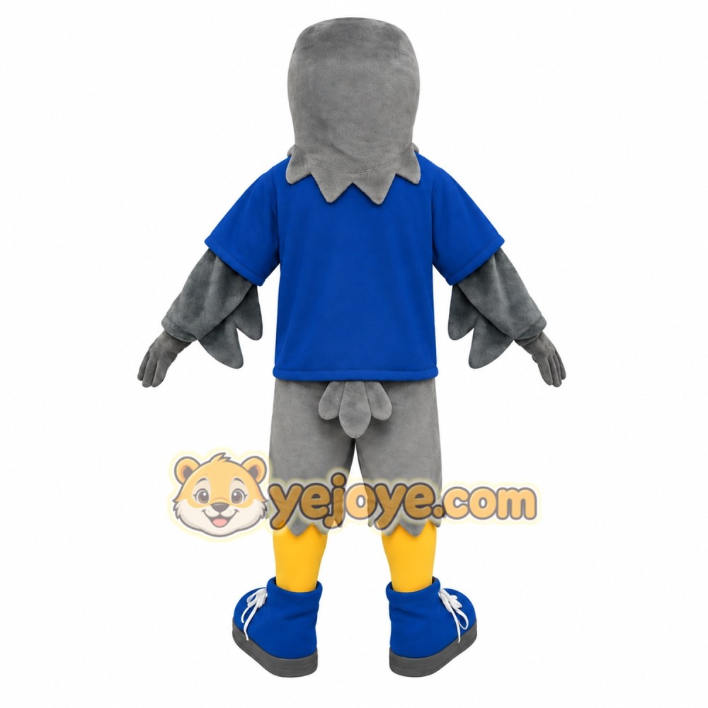 Gray Yellow Blue Eagle Mascot Costume Gray Yellow Blue Eagle Mascot Costume