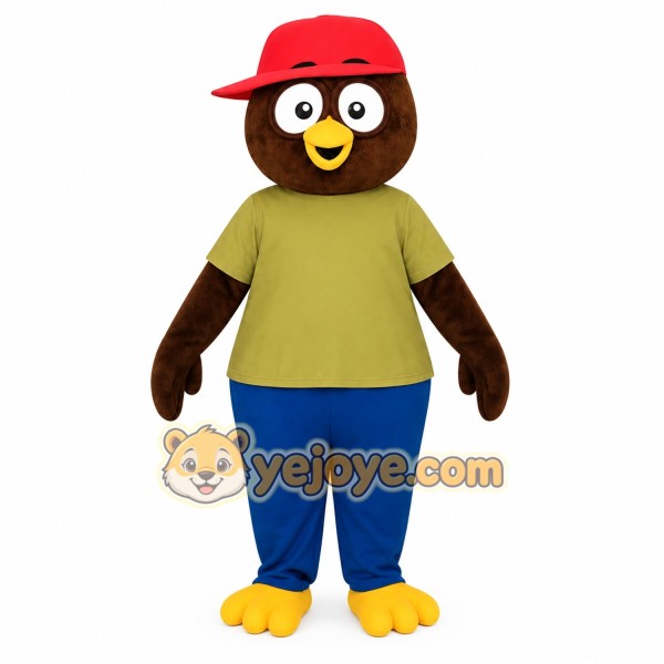 Brown Red Olive Blue Owl Mascot Costume
