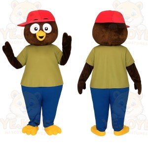 Brown Red Olive Blue Owl Mascot Costume