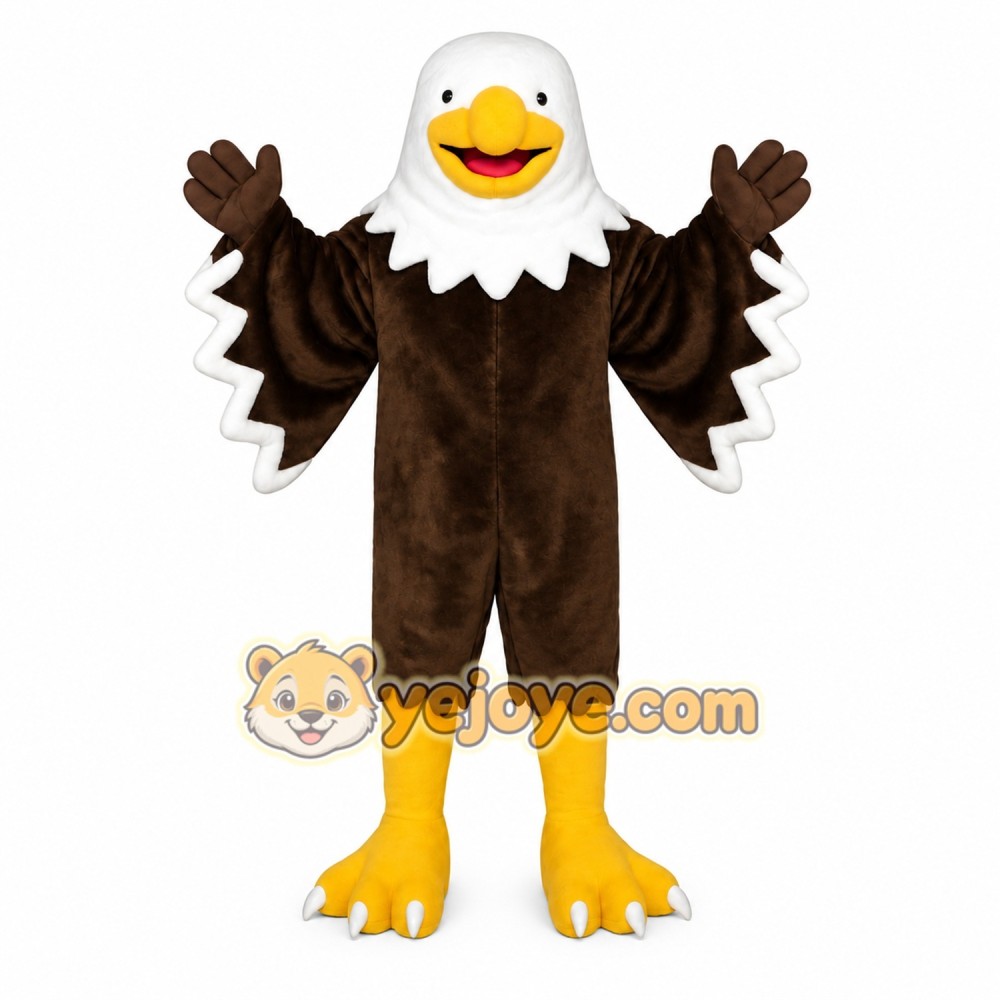 Brown White Yellow Eagle Mascot Costume