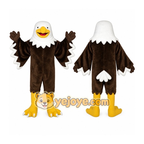 Brown White Yellow Eagle Mascot Costume