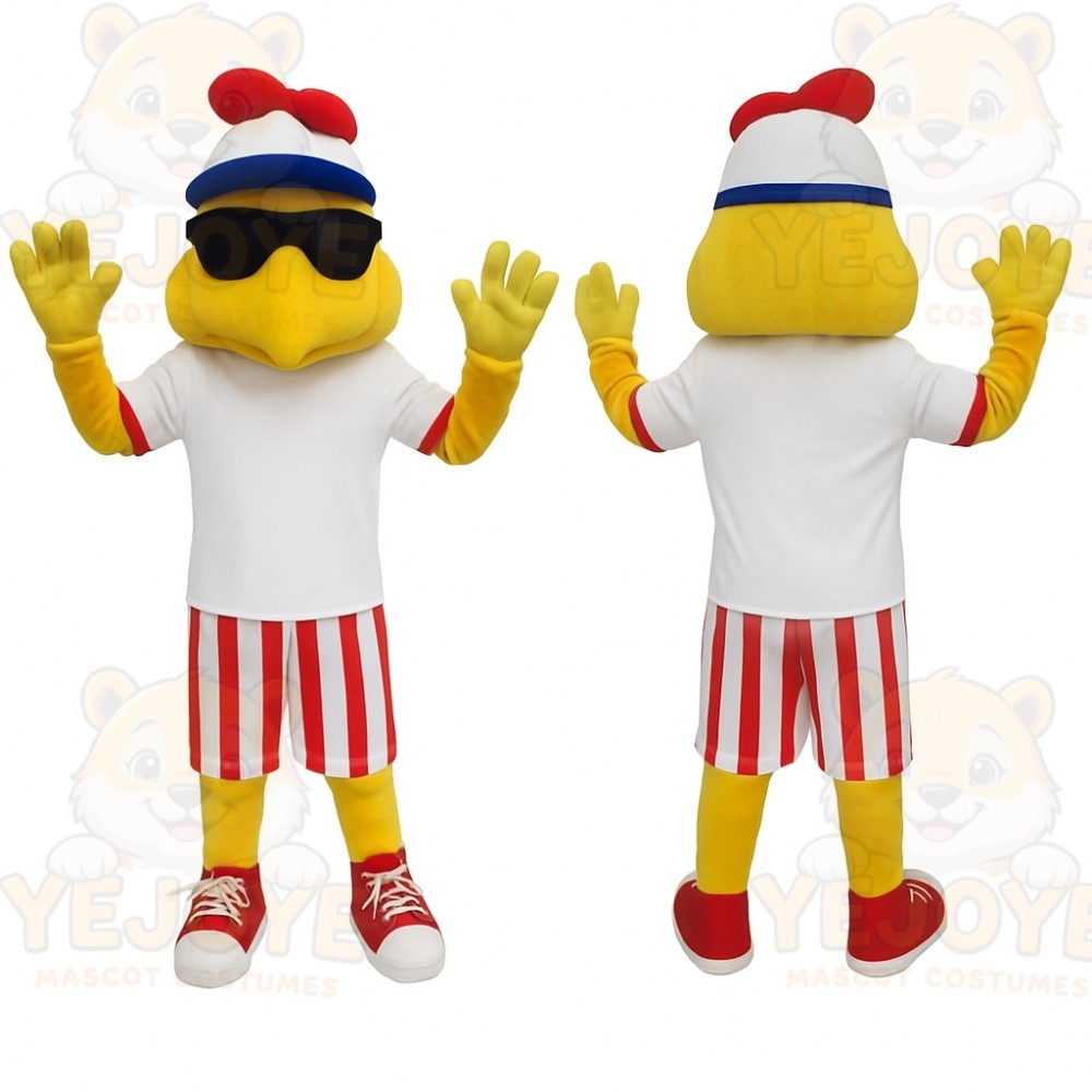 Yellow Red White Chicken Mascot Costume