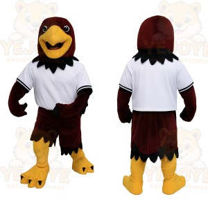 Maroon Yellow White Eagle Mascot Costume