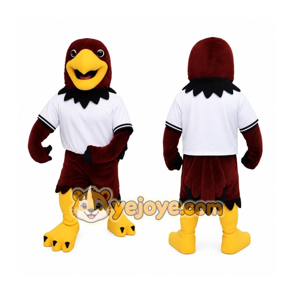 Maroon Yellow White Eagle Mascot Costume