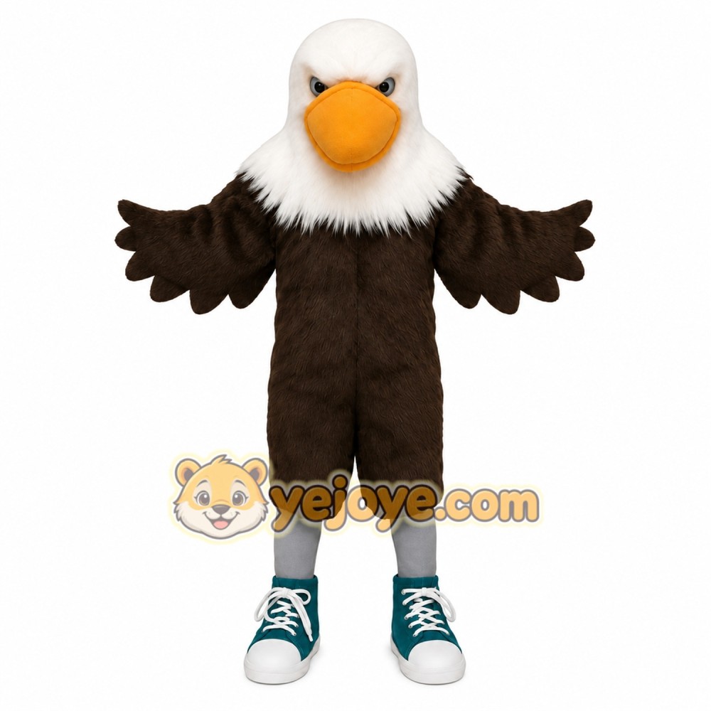 White Brown Yellow Bald Eagle Mascot Costume White Brown Yellow Bald Eagle Mascot Costume