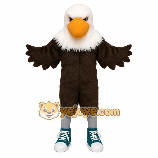 White Brown Yellow Bald Eagle Mascot Costume