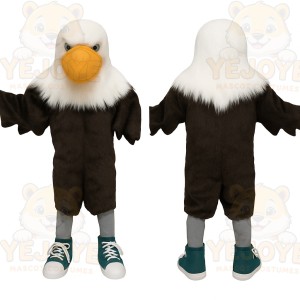 White Brown Yellow Bald Eagle Mascot Costume
