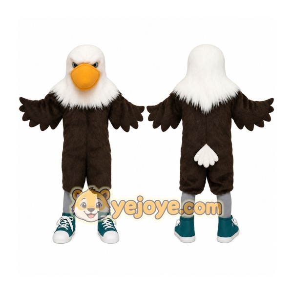 White Brown Yellow Bald Eagle Mascot Costume