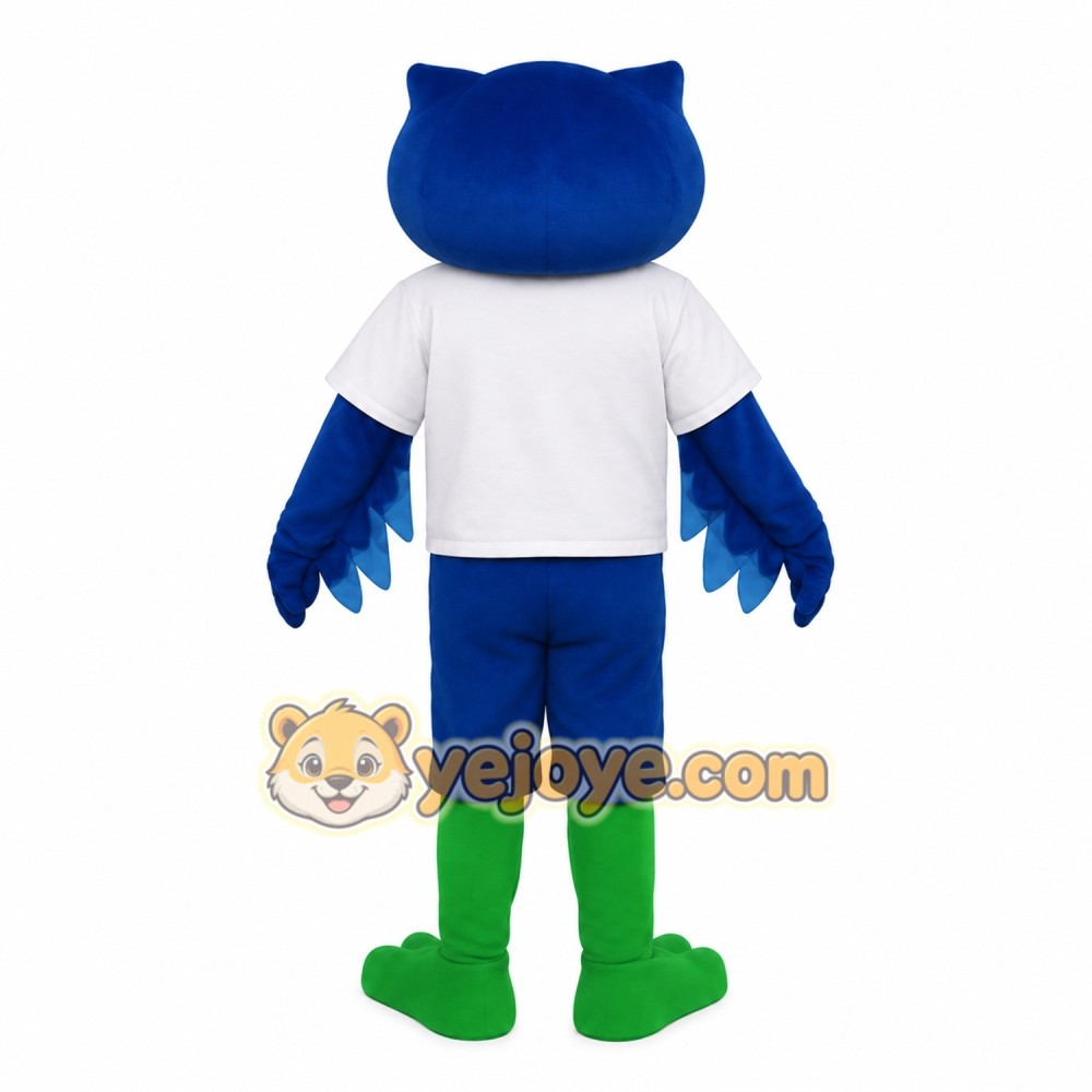 Blue Green White Owl Mascot Costume Blue Green White Owl Mascot Costume
